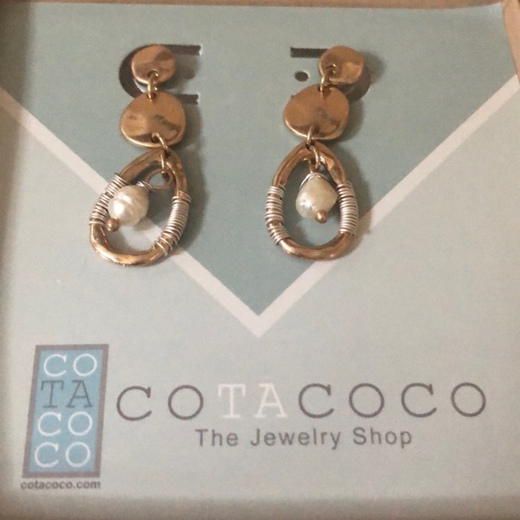 Gold and silver pearl drop earrings